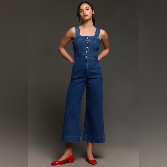 Anthropologie Pants - Anthropologie Maeve The Colette Portside Button-Front Jumpsuit Denim Edition